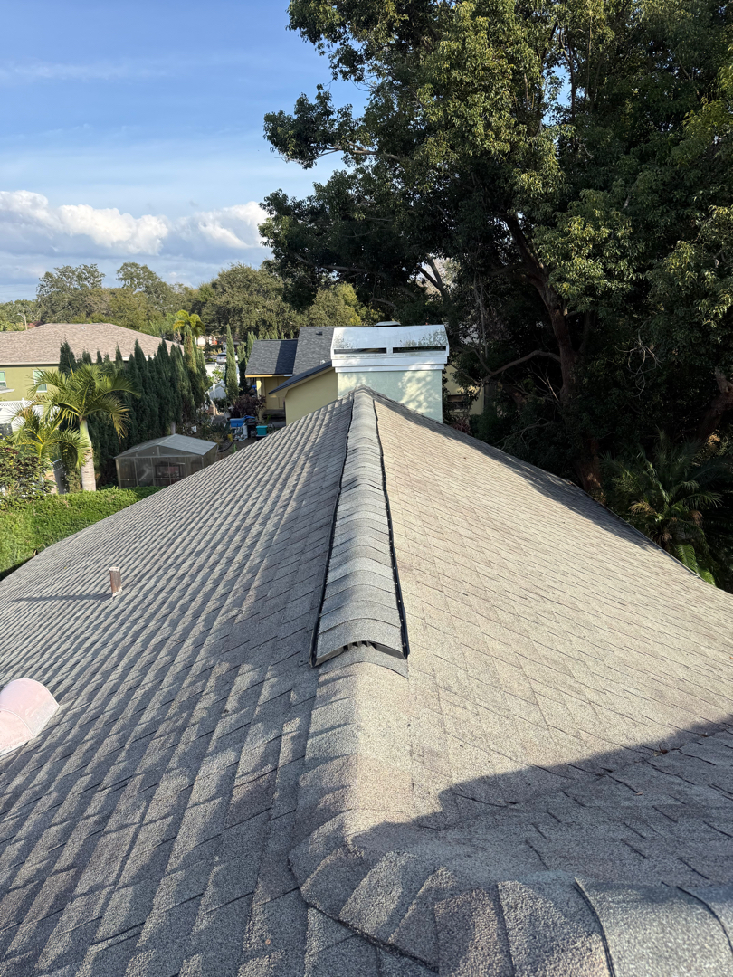 Shingle roof repair. Ridge vent replacement. weathered wood ridge cap - Photo 6